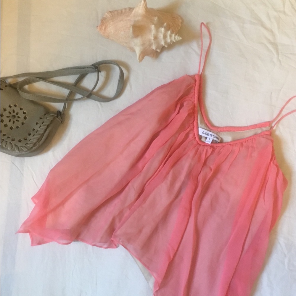 Elizabeth & James pink handkerchief tank blouse L